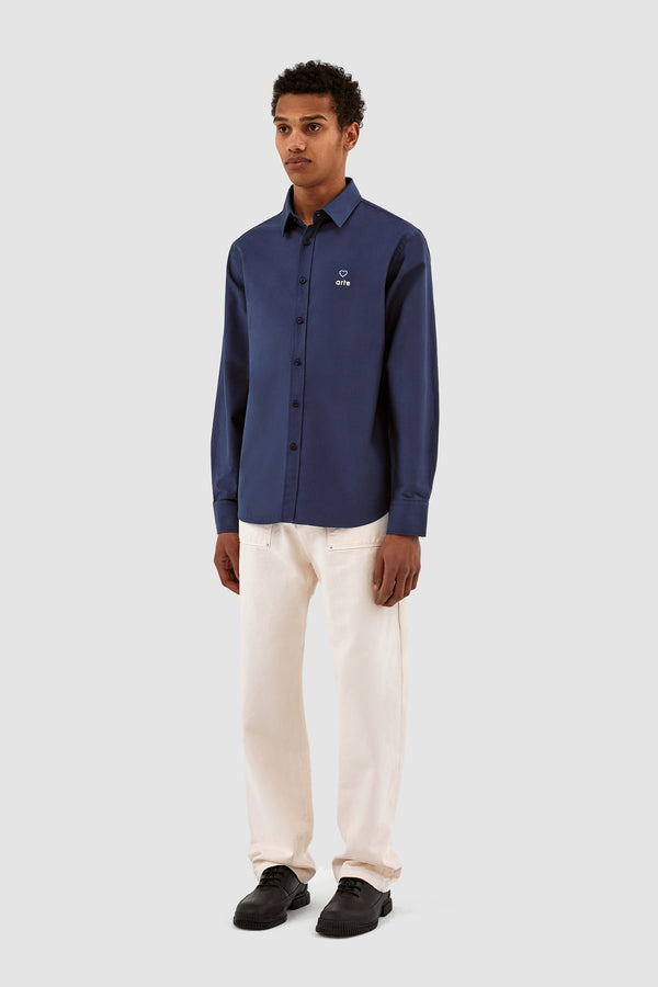 Stockton Heart Patch Shirt - Navy - Arte Antwerp