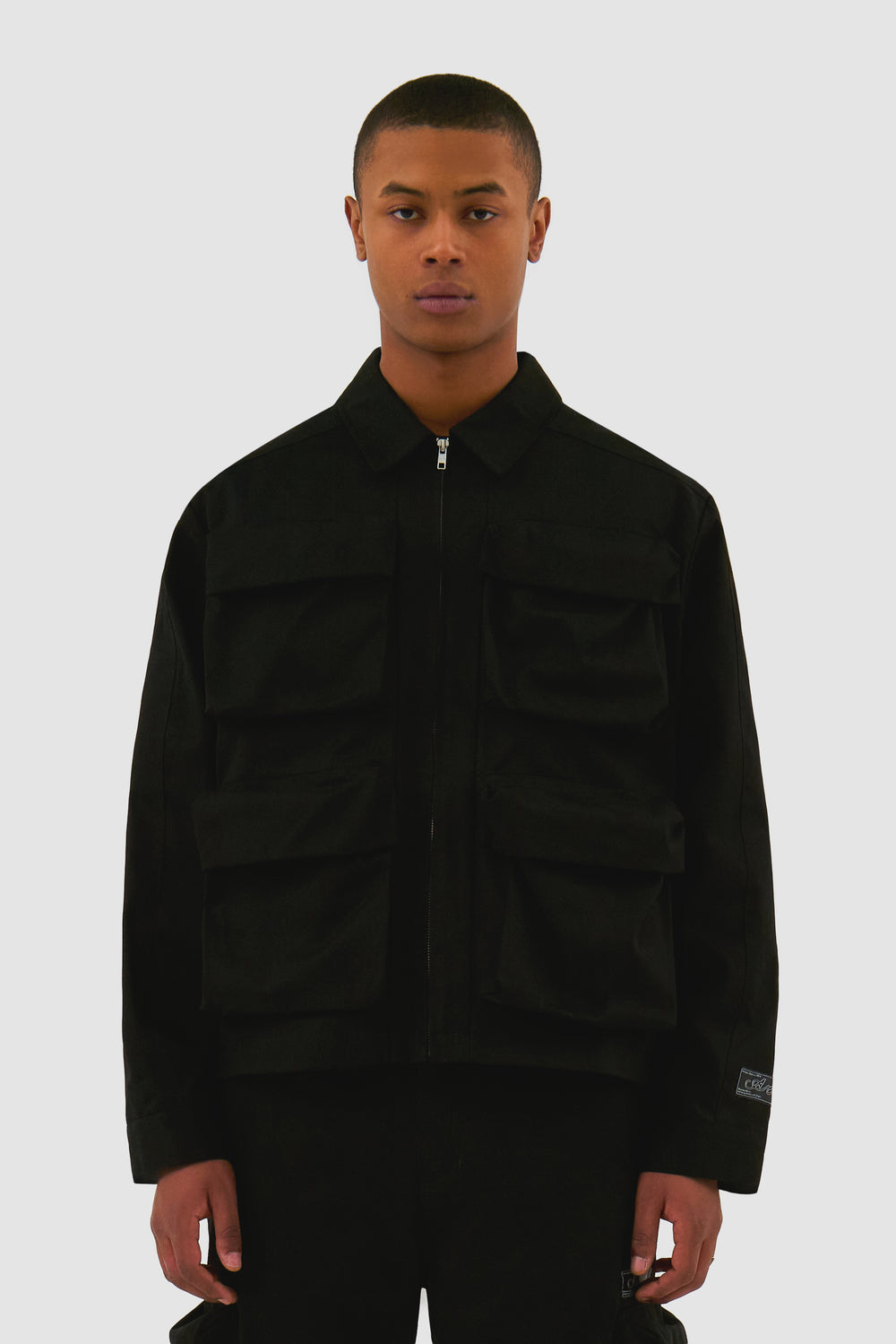 3D Pockets Cotton Jacket - Black