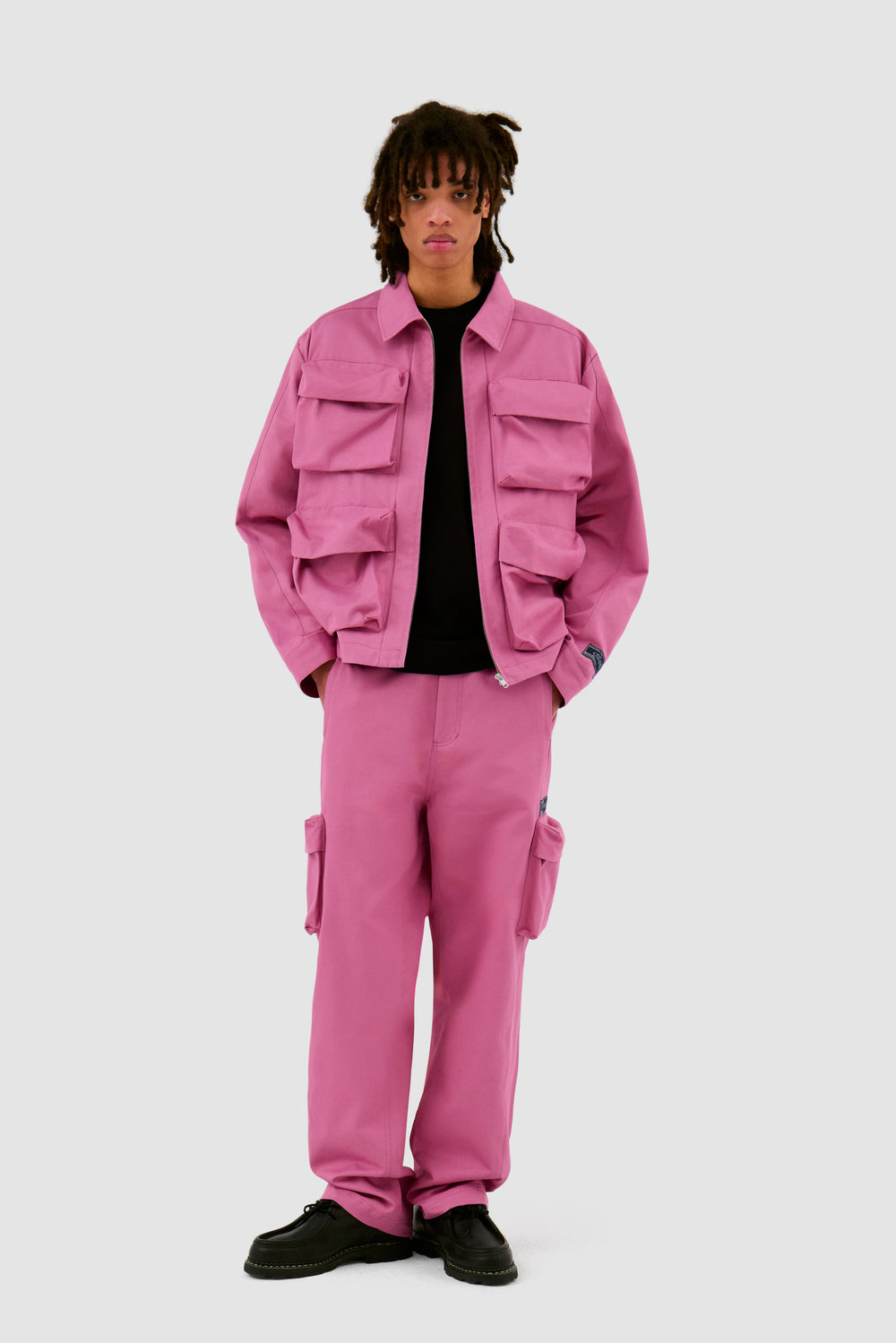 3D Pockets Cotton Jacket - Pink