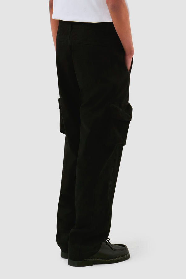 3D Pockets Cotton Pants - Black