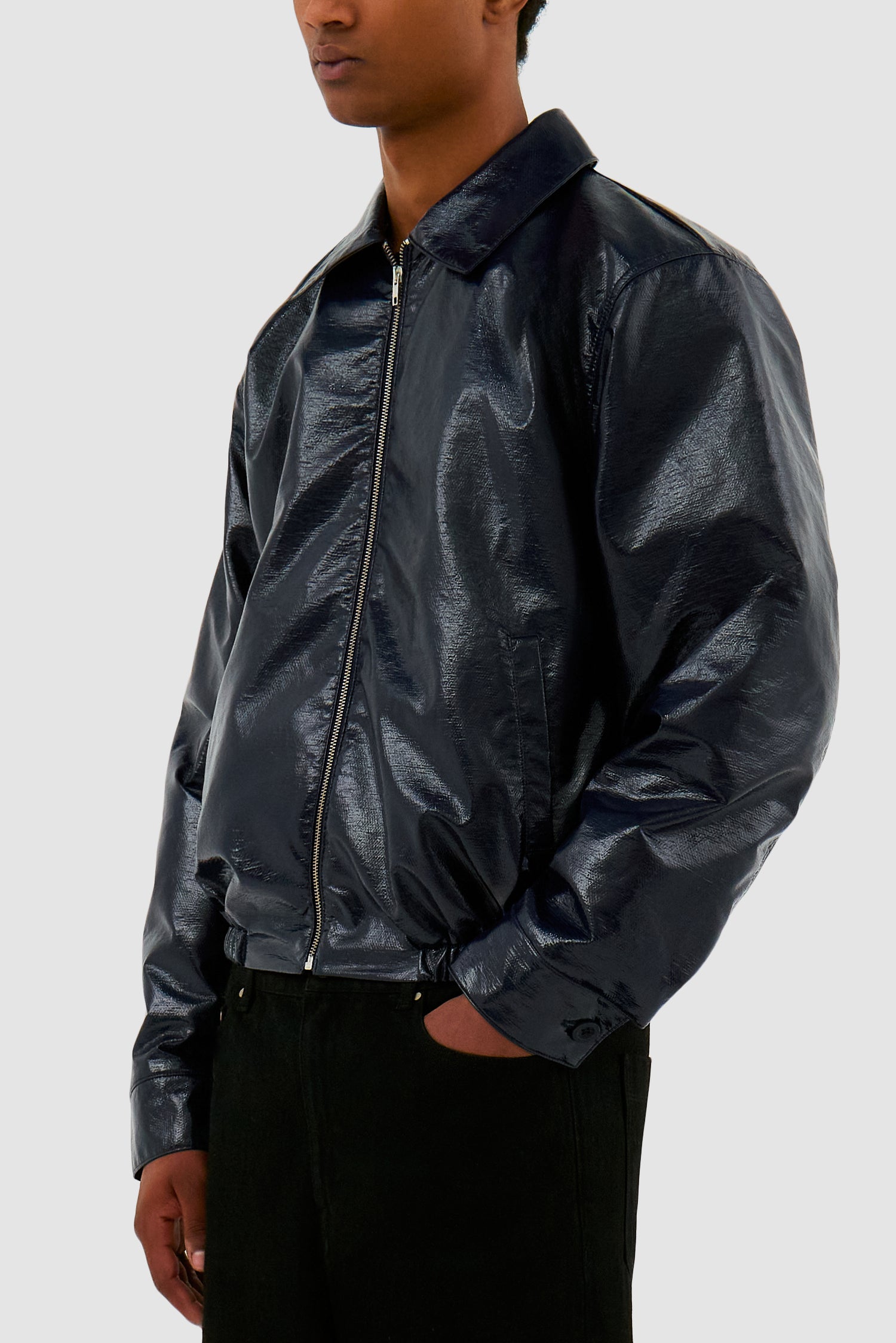 Patent PU Jacket - Navy