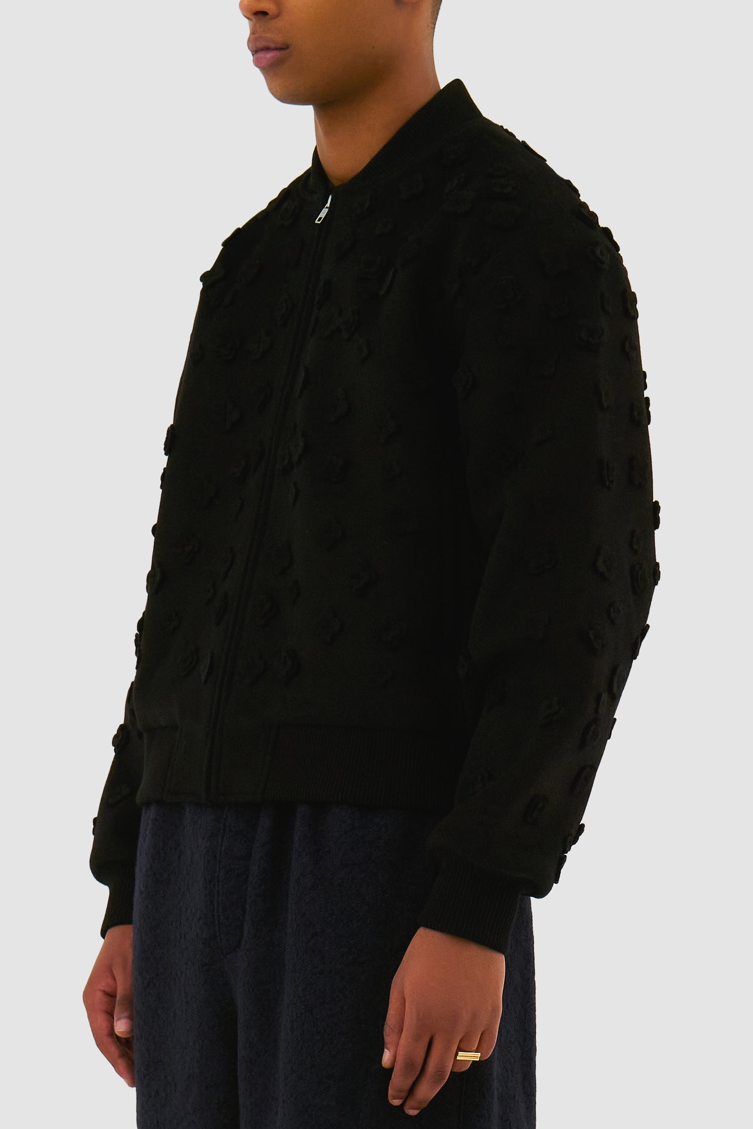 Flower Bomber Jacket - Black