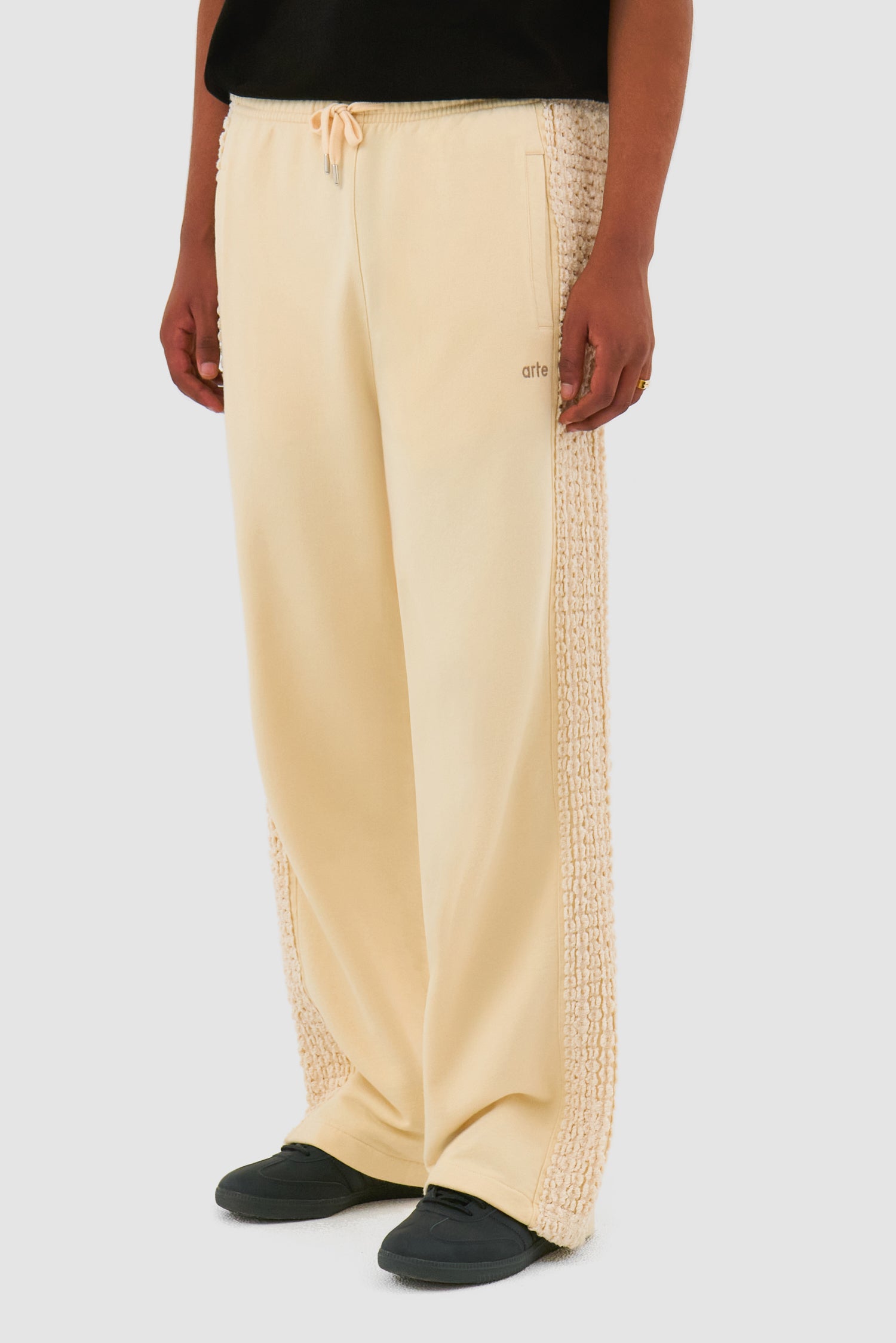 Pantalon à bandes fleuries - Crème
