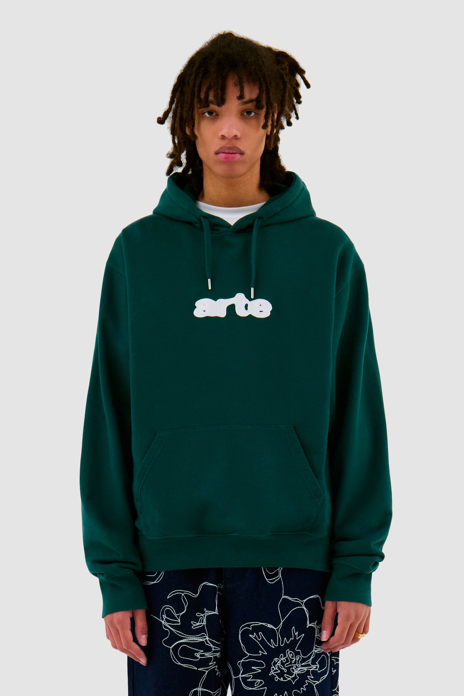 Sweat à capuche avec logo brodé - Vert