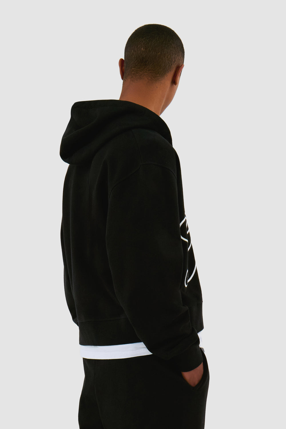 Sweat à capuche zippé avec logo fleuri - Noir