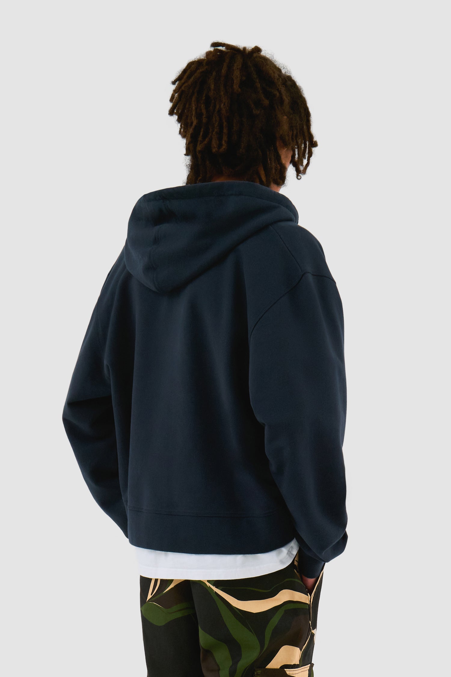 Flower Logo Zip Hoodie - Navy