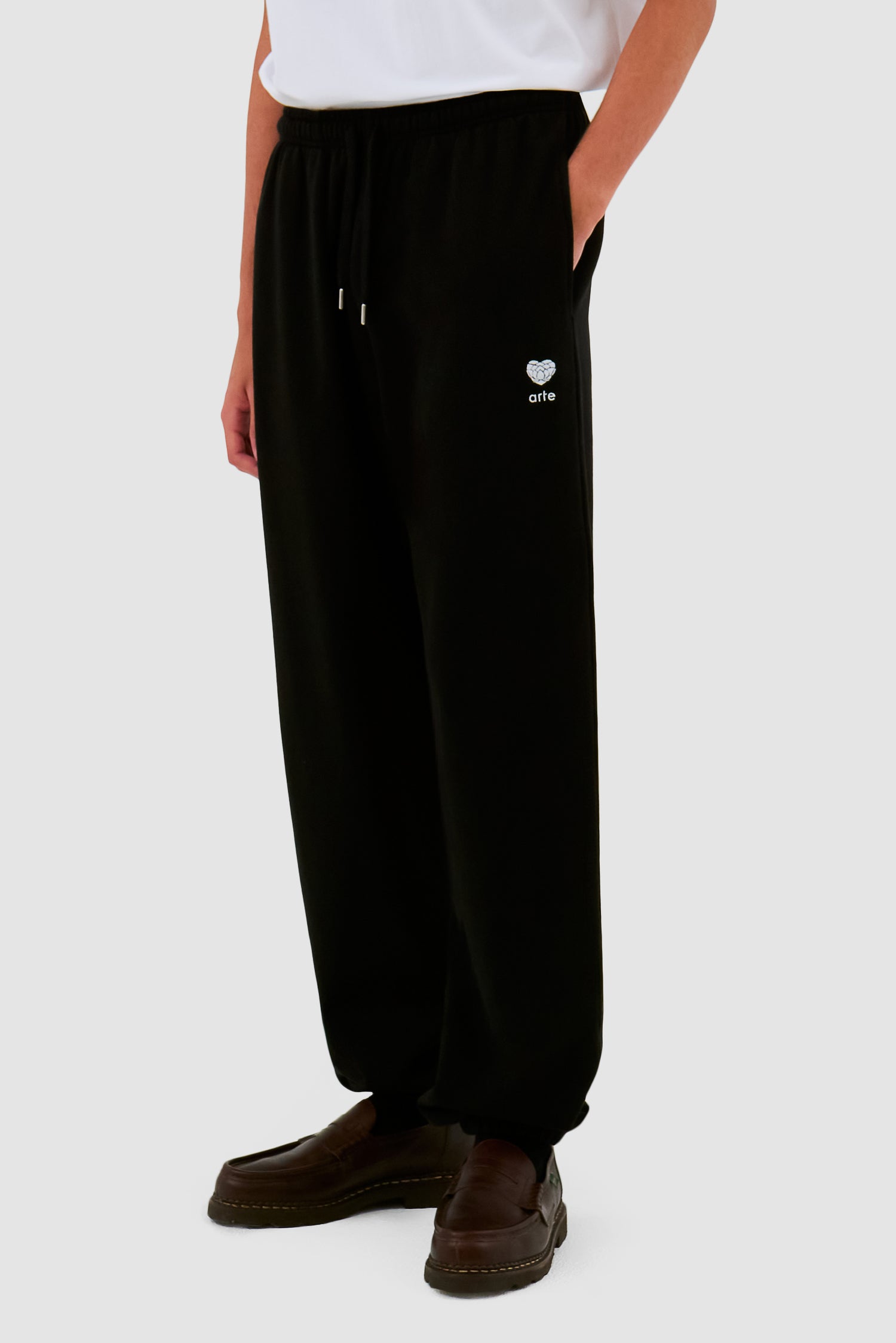 Heart Flower Sweat Pants - Black