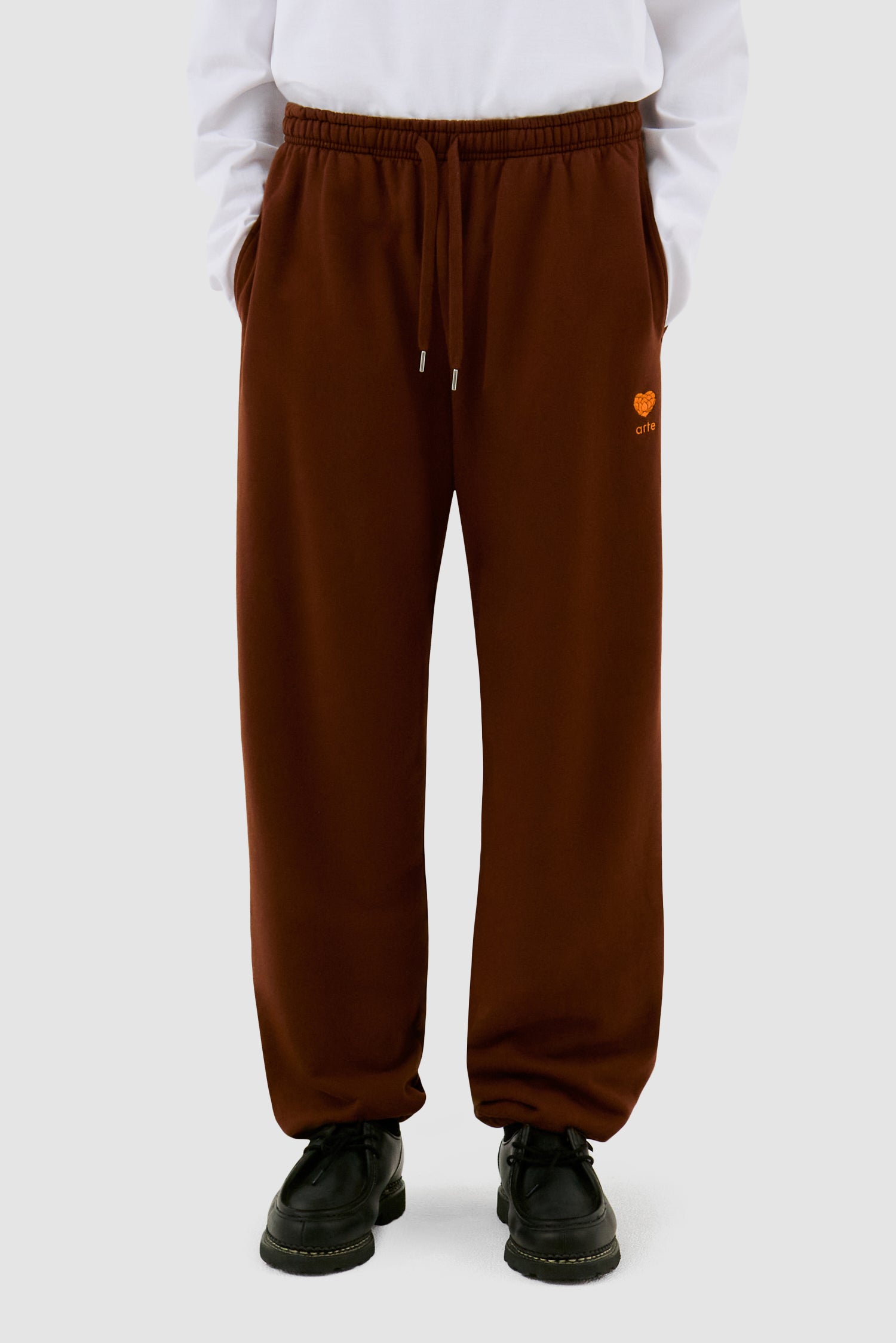 Heart Flower Sweat Pants - Brown