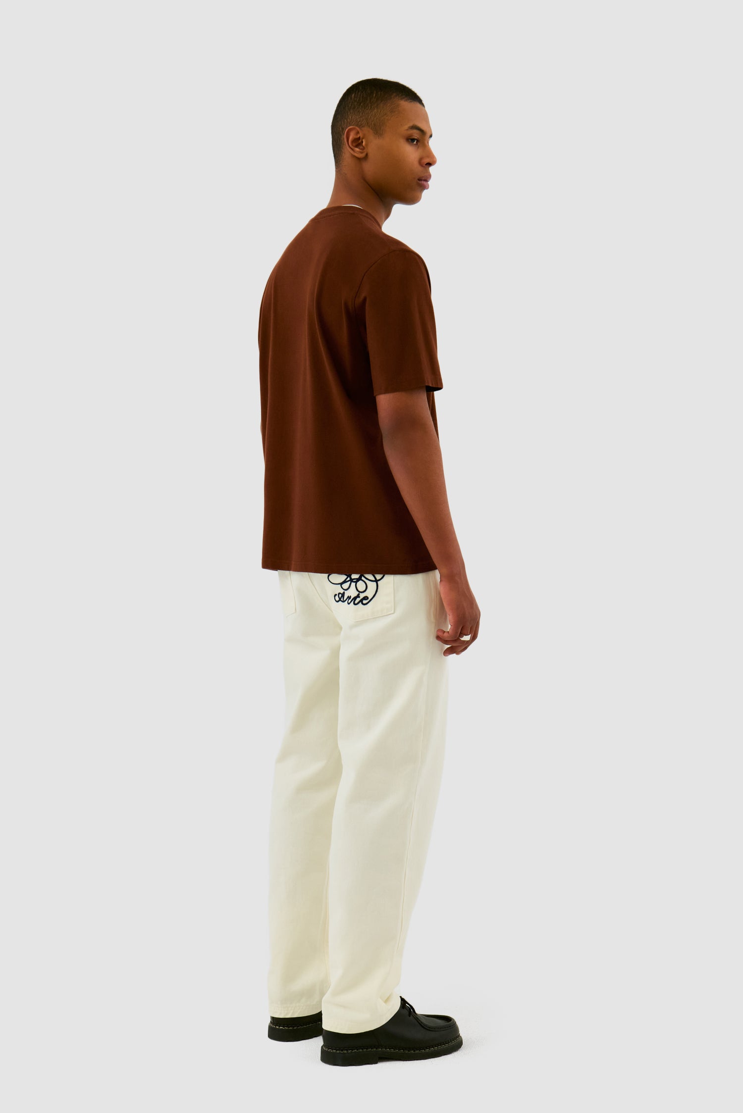 Pantalon à poches brodées - Crème