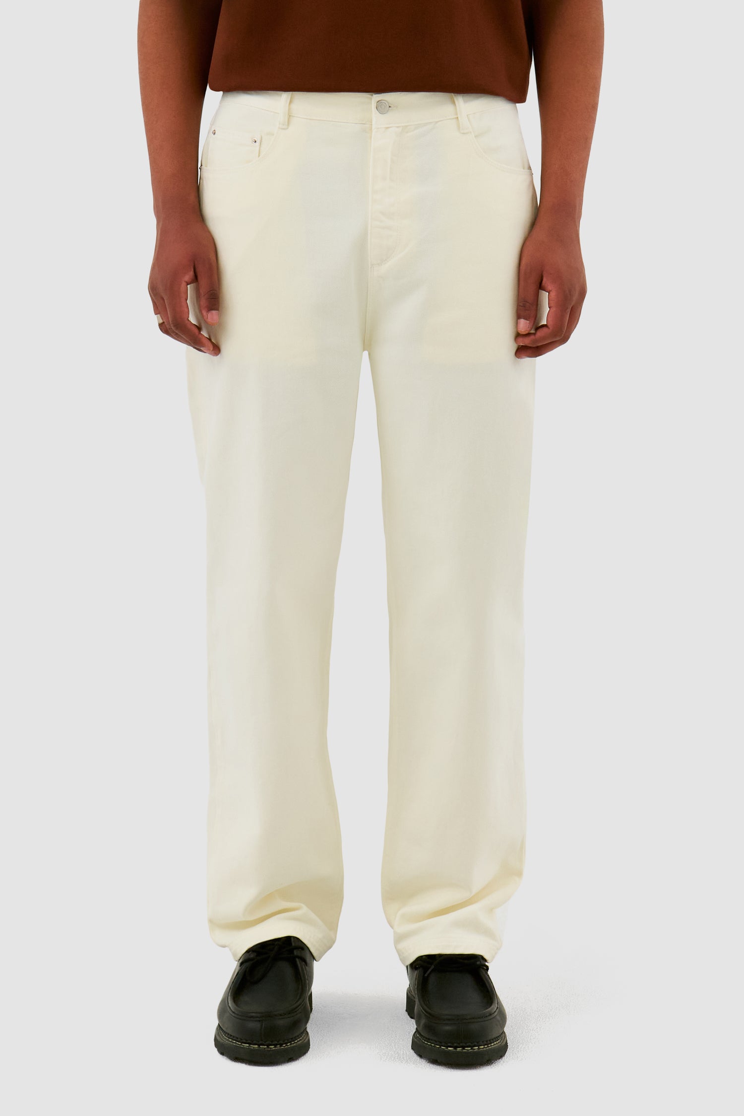 Pantalon à poches brodées - Crème