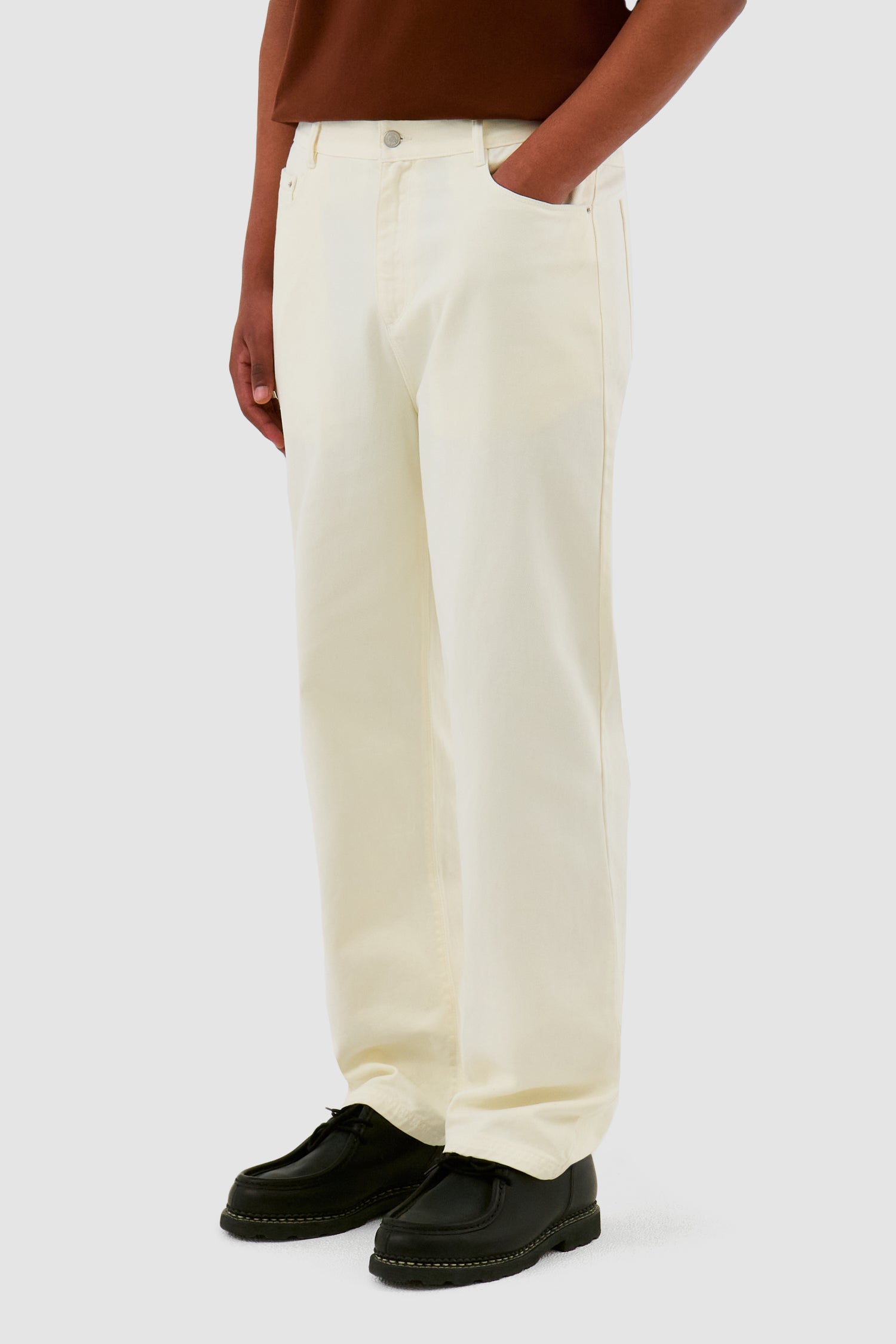Pantalon à poches brodées - Crème