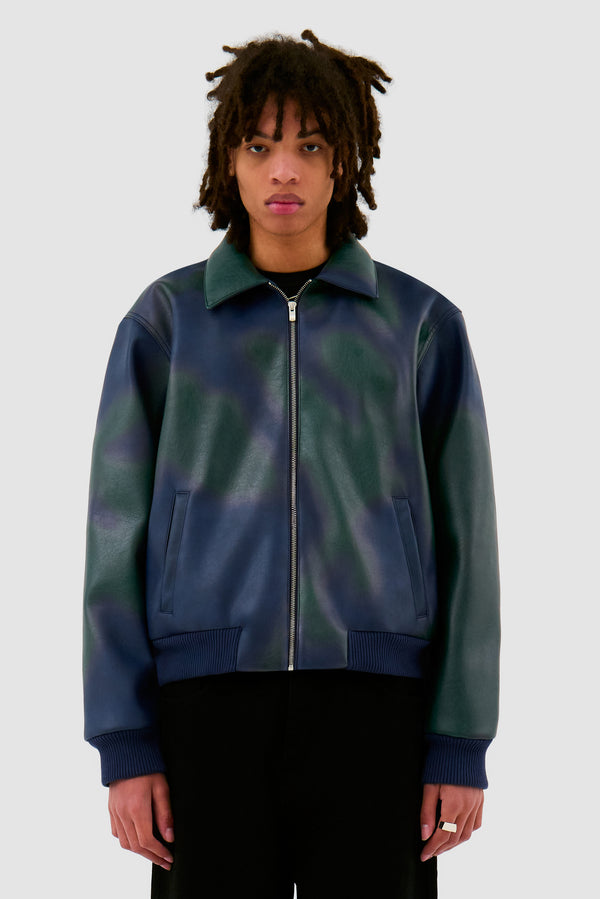 Artisan Leather Jacket - Navy/Green - Arte Antwerp