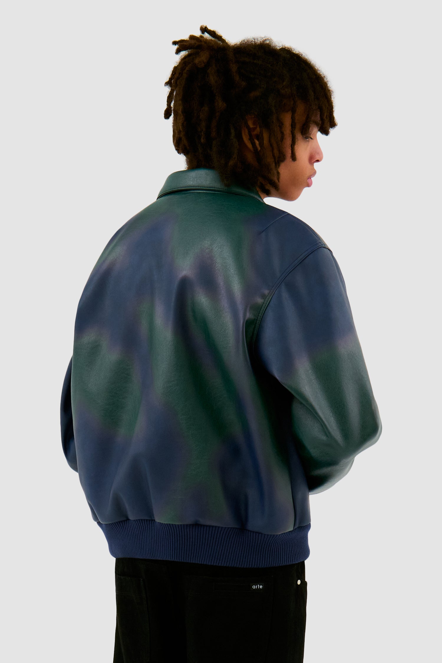 Veste en cuir Artisan - Navy/Green