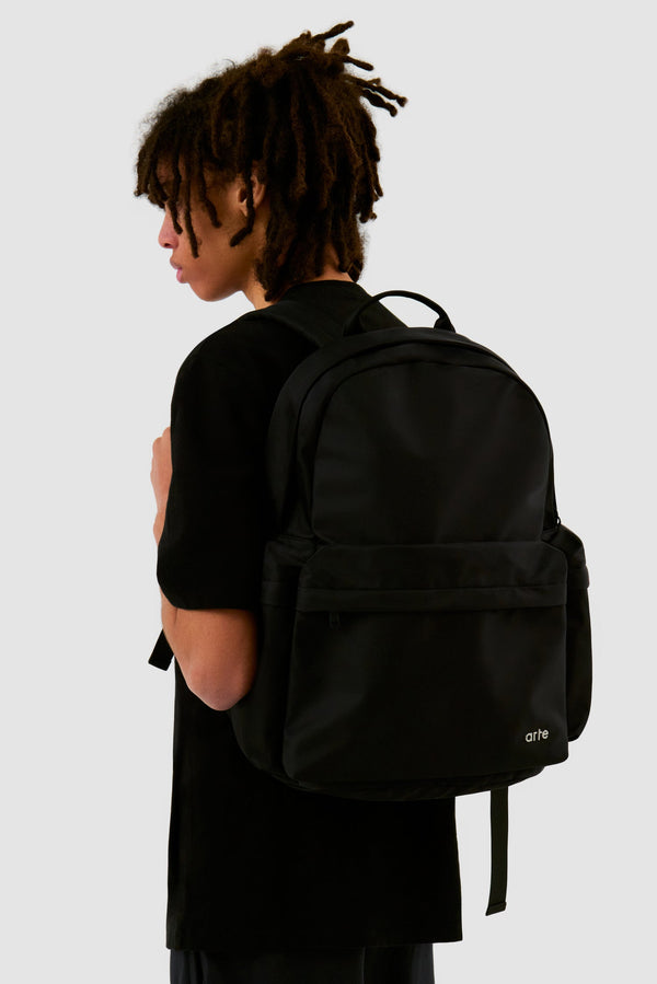 3D Pocket Backpack in Black, front view