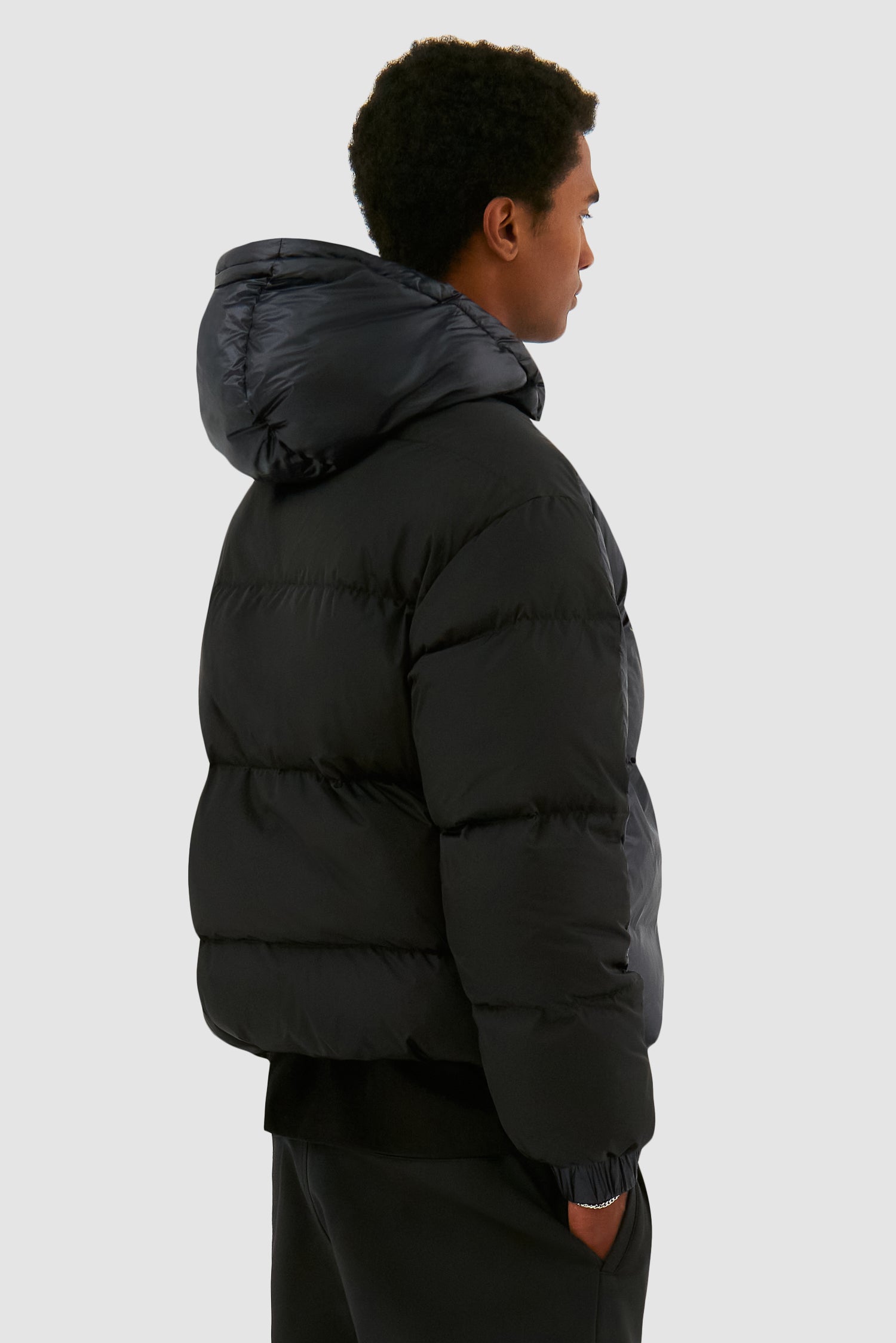 Long black shiny puffer jacket best sale