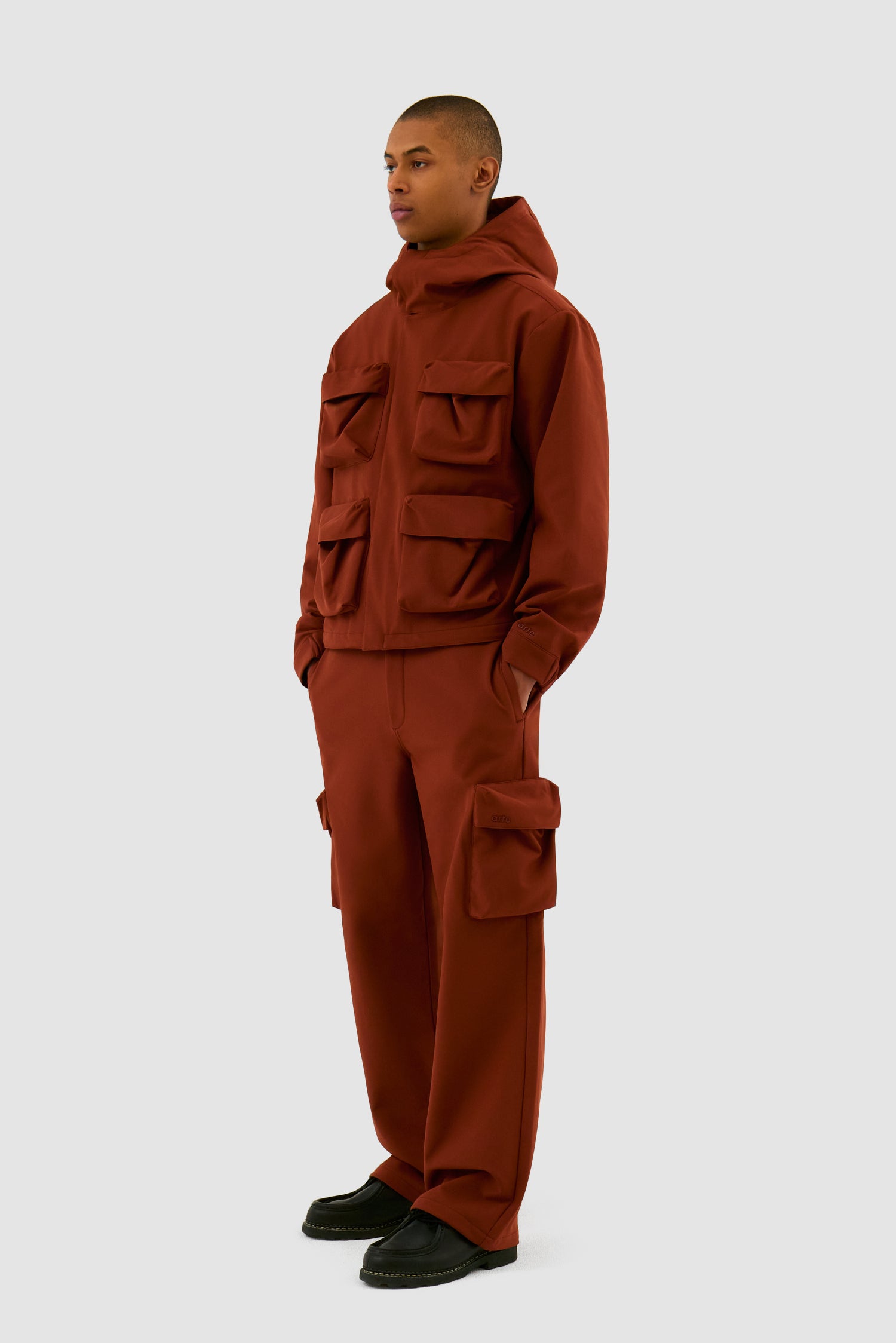 Veste à capuche en nylon avec poches 3D - Orange