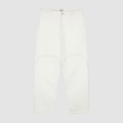Round Knee Cut Pants - White