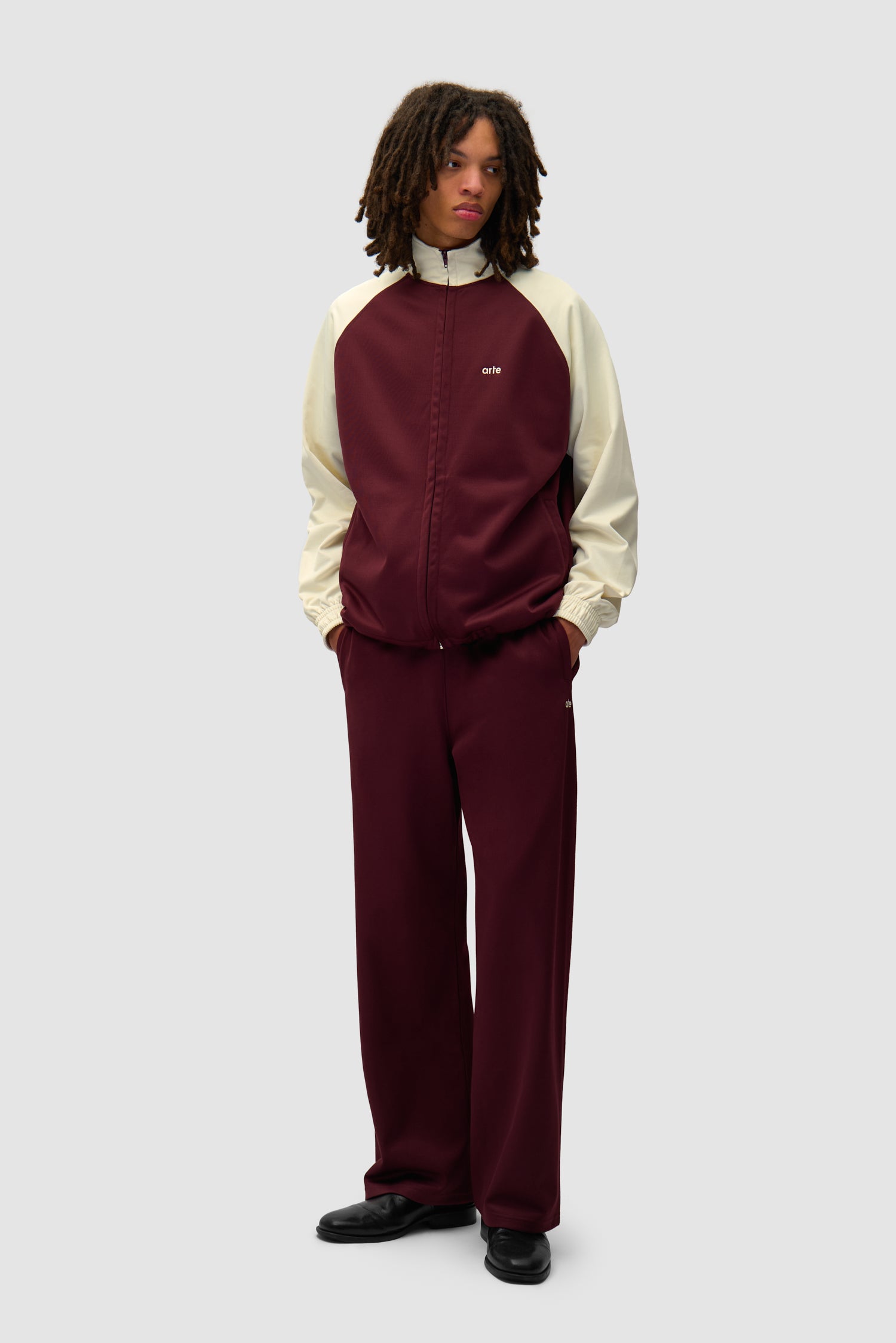 Carded Tracksuit Top - Bordeaux/Cream