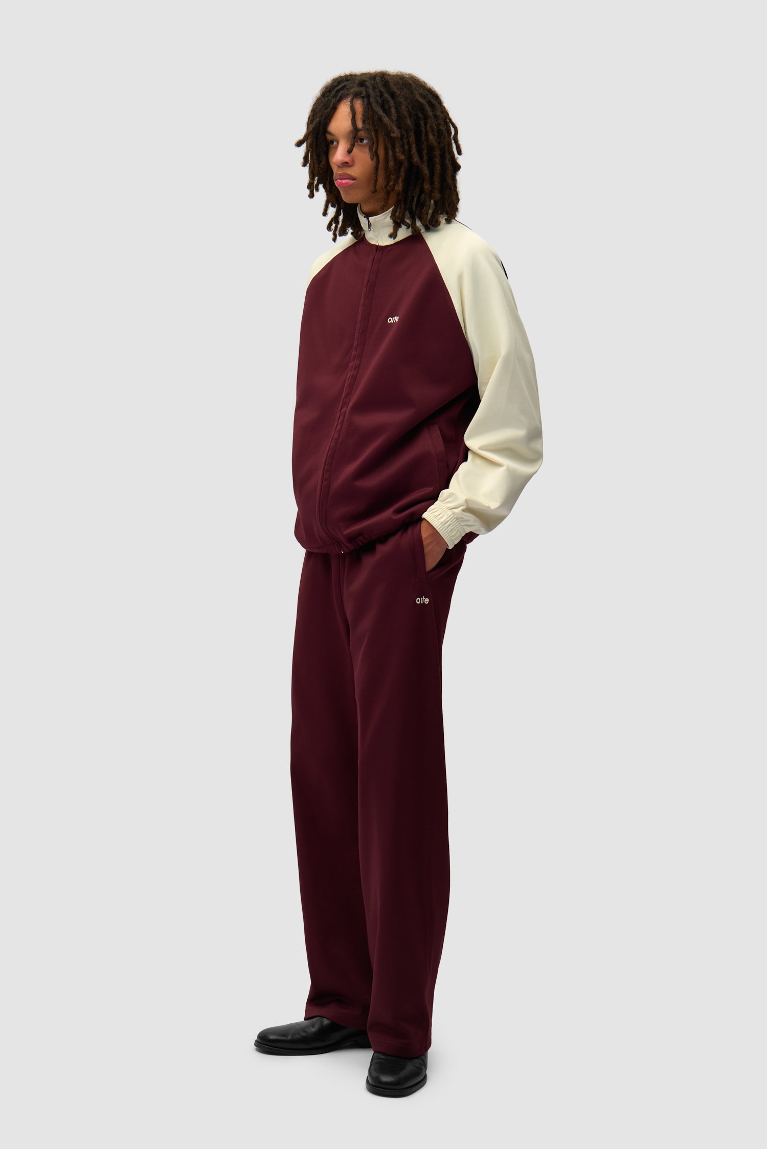 Carded Tracksuit Top - Bordeaux/Cream