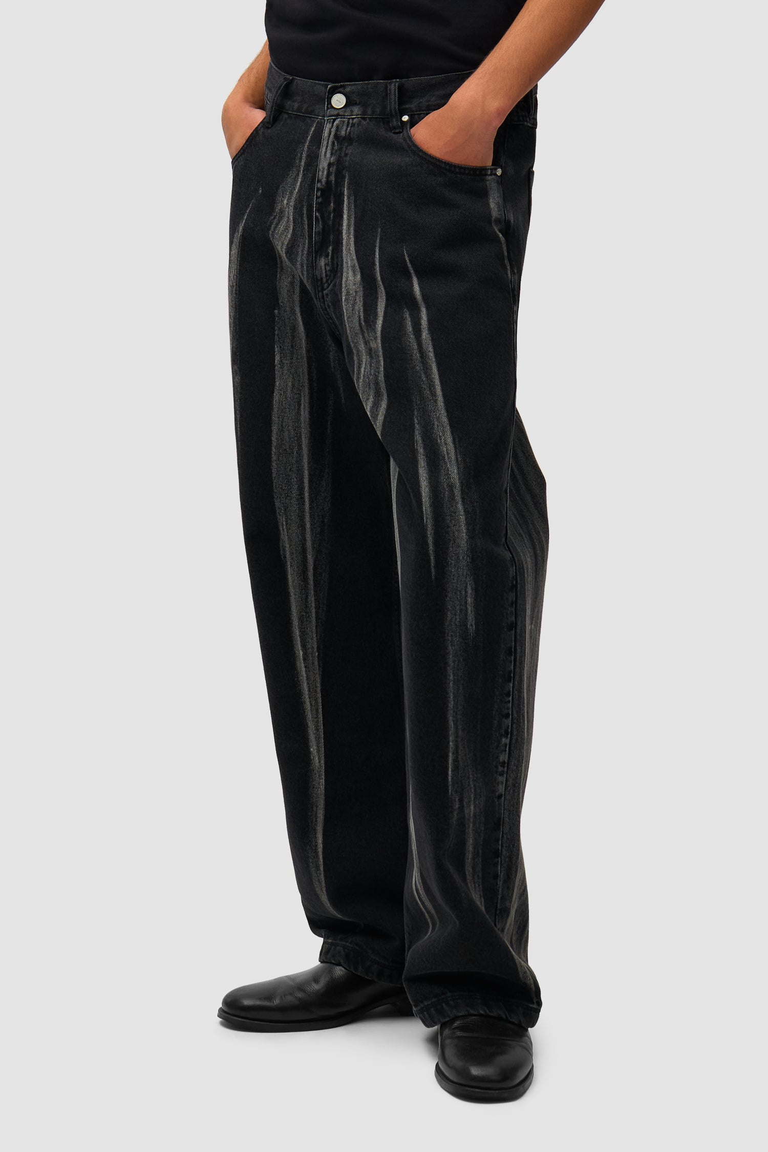 Washed Jeans Pants - Black Denim