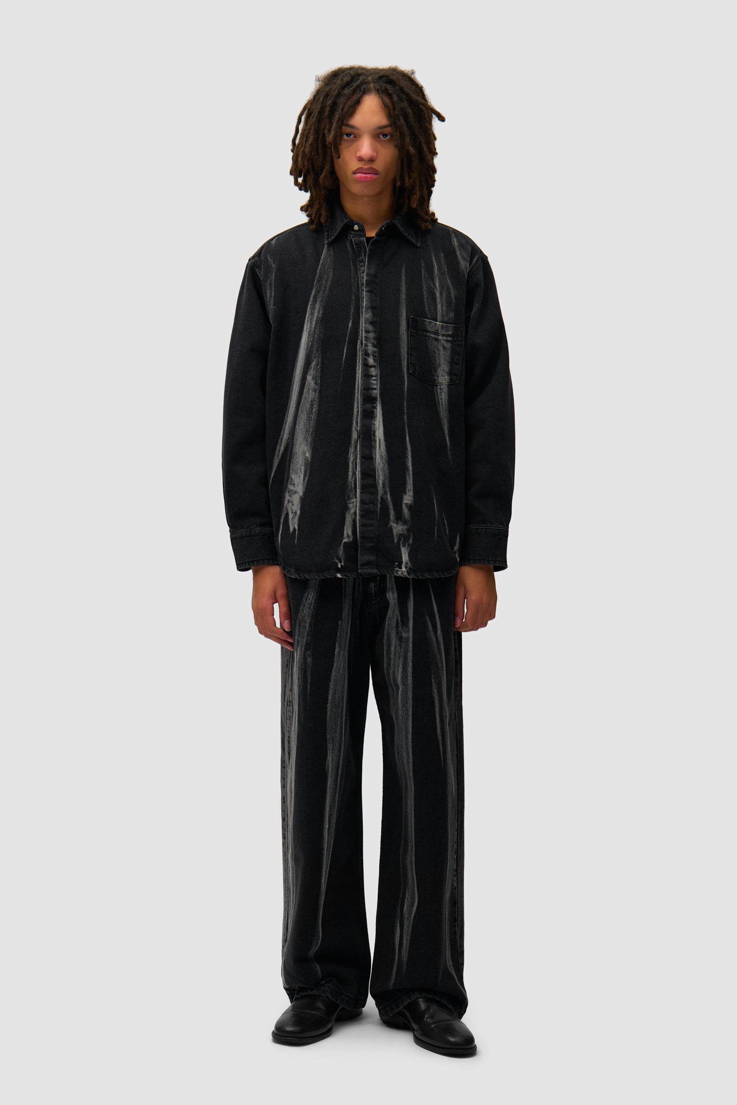 Washed Jeans Pants - Black Denim