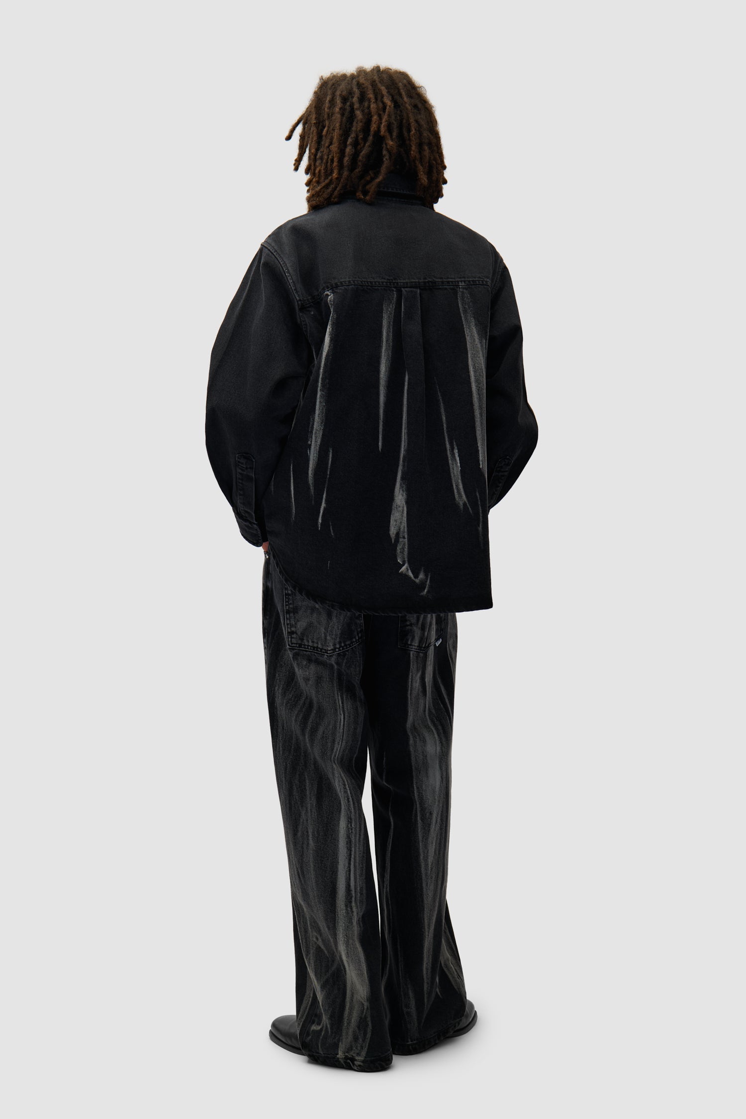 Washed Jeans Pants - Black Denim