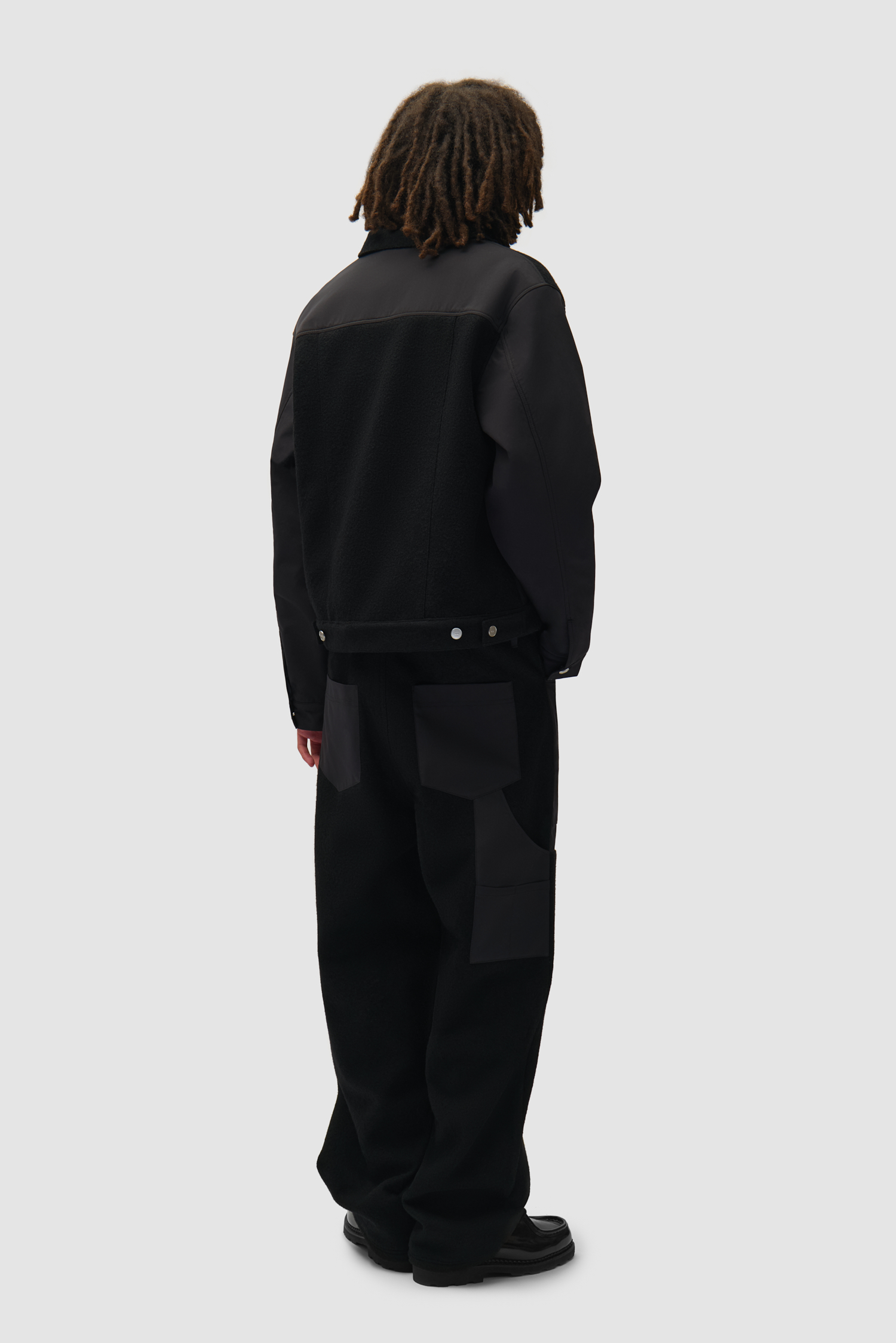 Nylon/wool combo jacket - Black