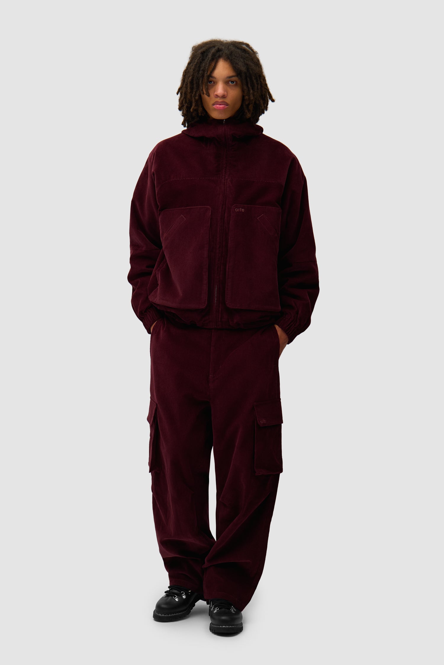 Corduroy Cargo Pants - Bordeaux