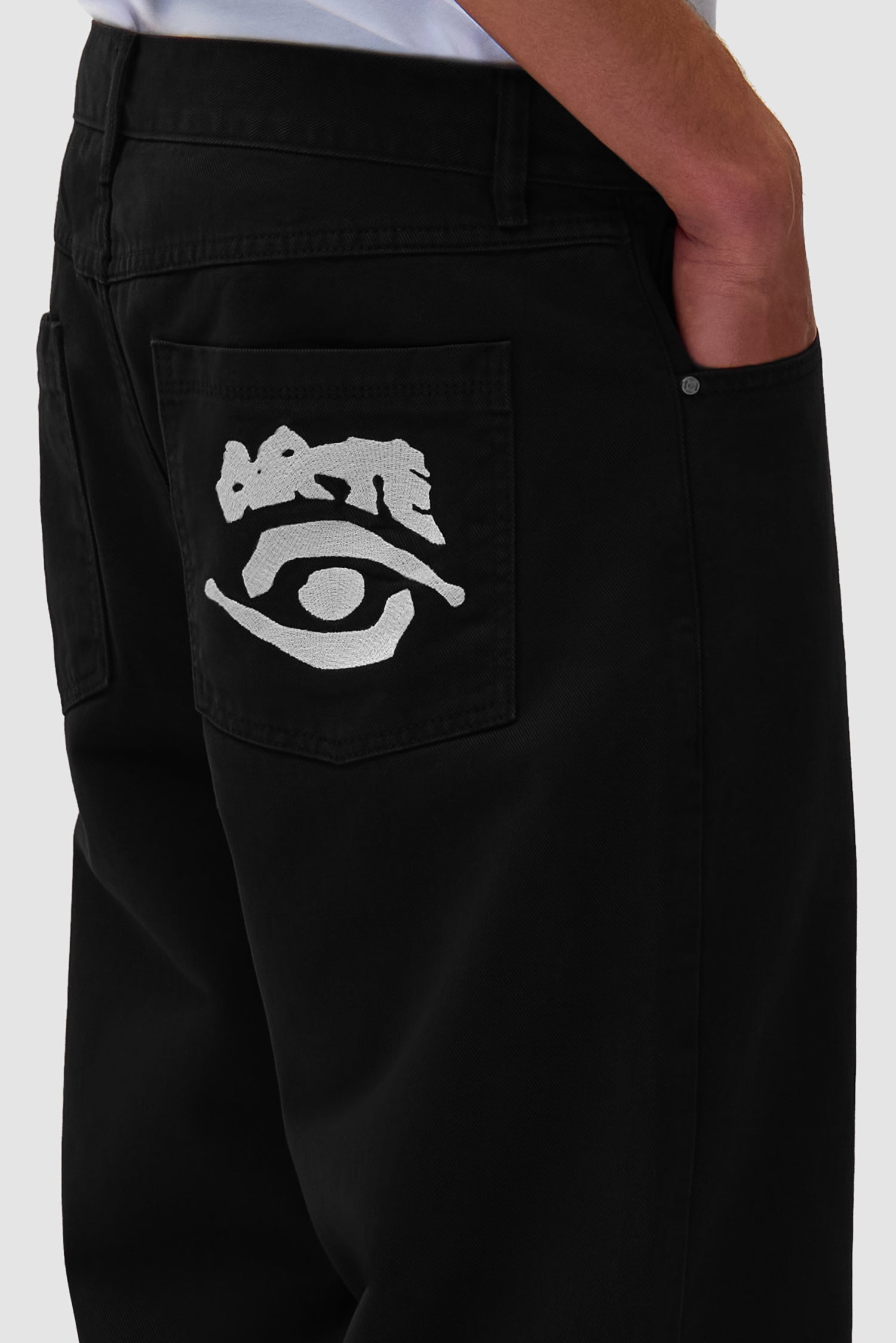 Pantalon graphique à poche arrière - Noir