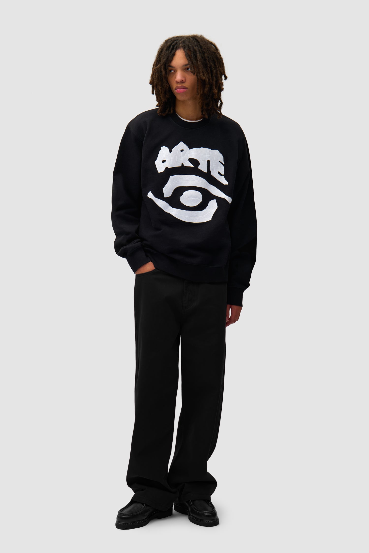 Pantalon graphique à poche arrière - Noir