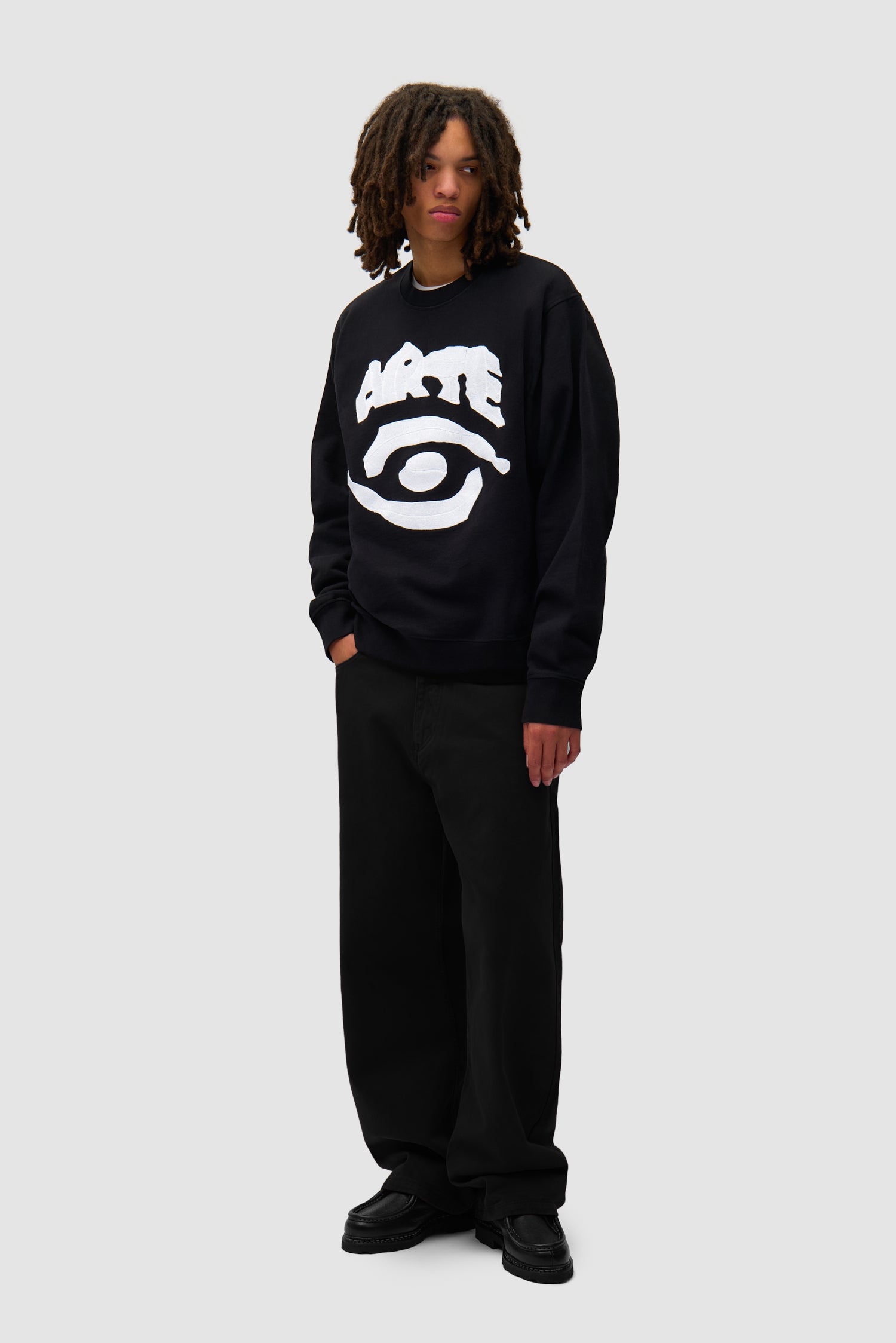 Pantalon graphique à poche arrière - Noir