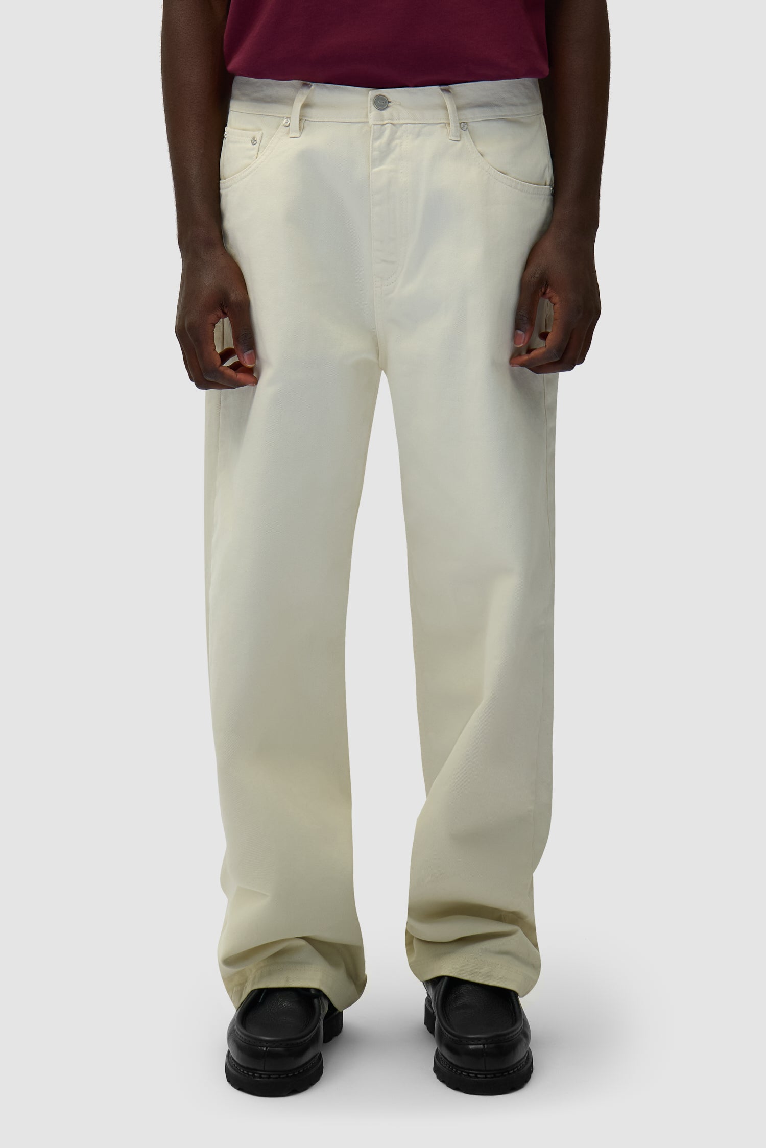 Pantalon graphique à poche arrière - Crème