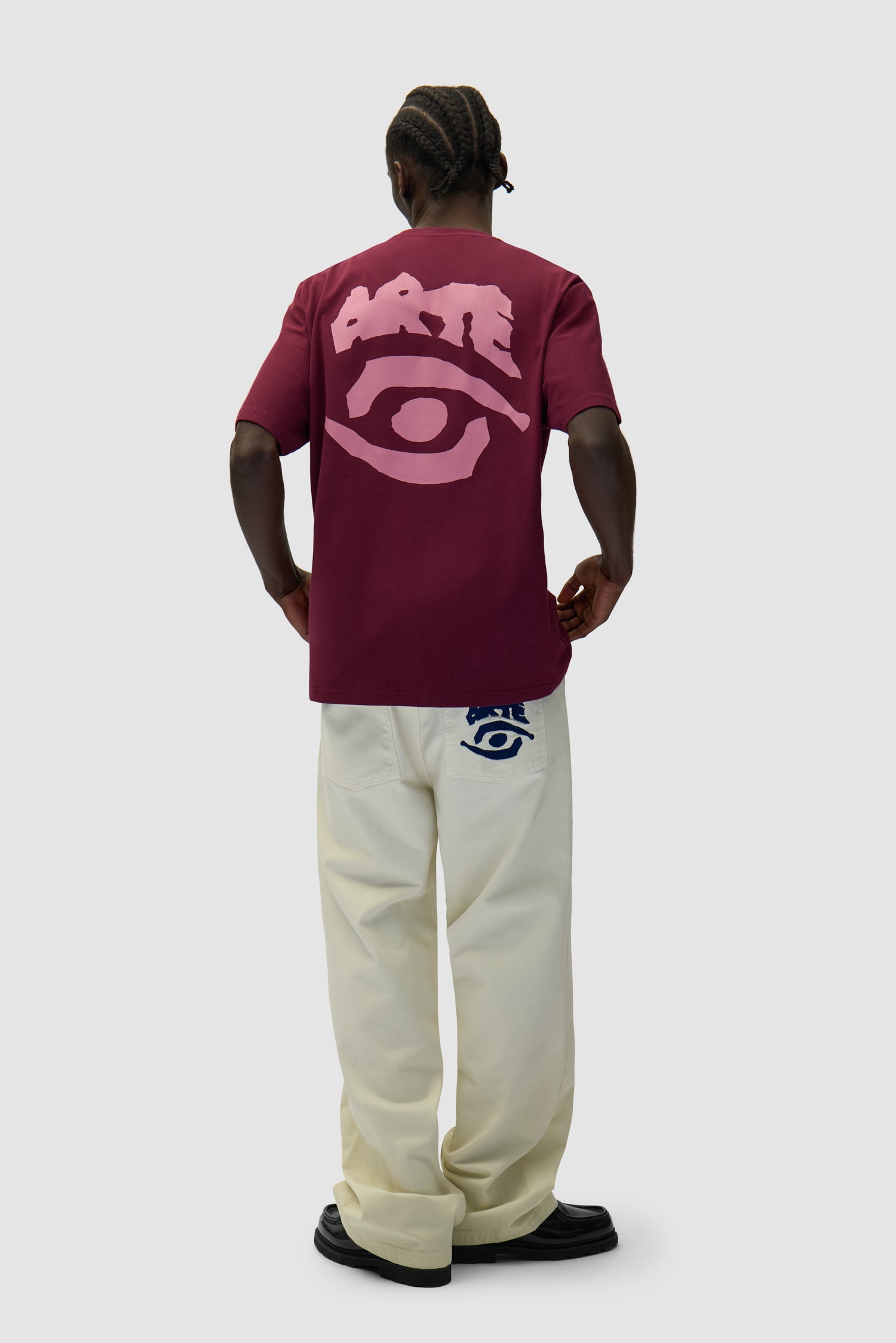 Pantalon graphique à poche arrière - Crème