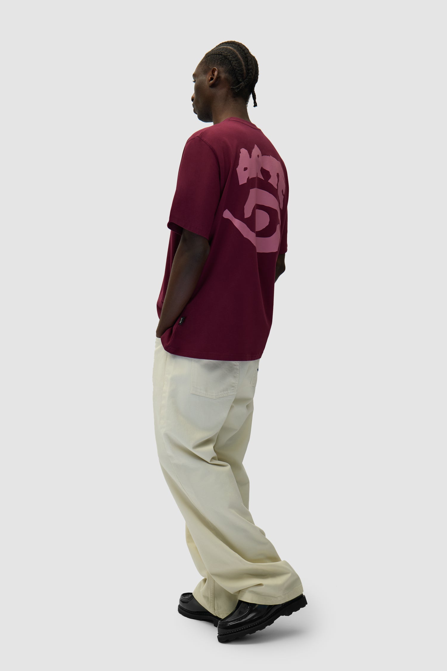 Pantalon graphique à poche arrière - Crème