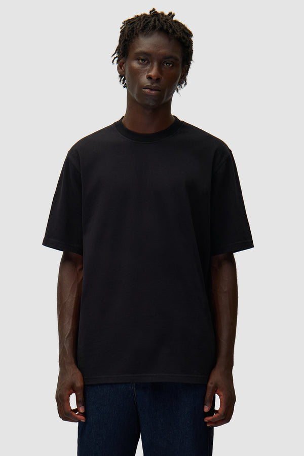 Multi Arte Print T-Shirt in Black worn by a model, half-body front view