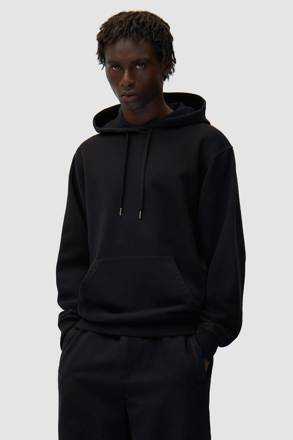 Multi Arte Print Hoodie in Black worn by a model, half-body front view