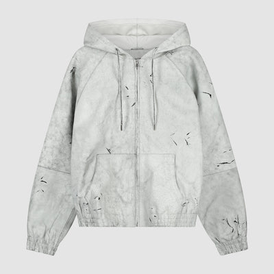 Veste en cuir craquelé - Blanc