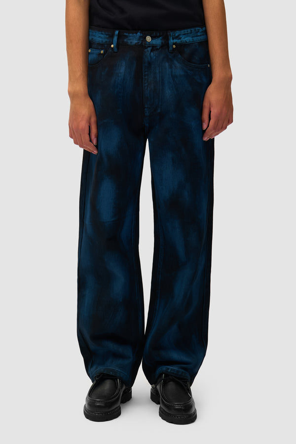 Paint Pants in Black worn by a model, half-body front view