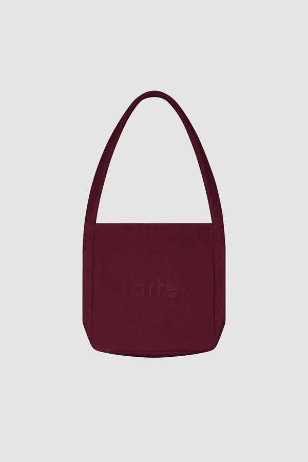 Boiled Wool Bag in Bordeaux, front view