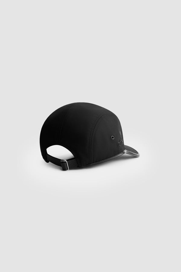 Nylon 5-Panel Cap in Black, back view