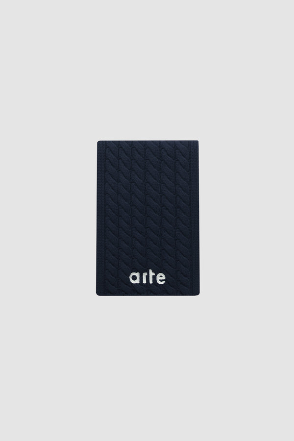 Textured Logo Scarf in Blue, front view