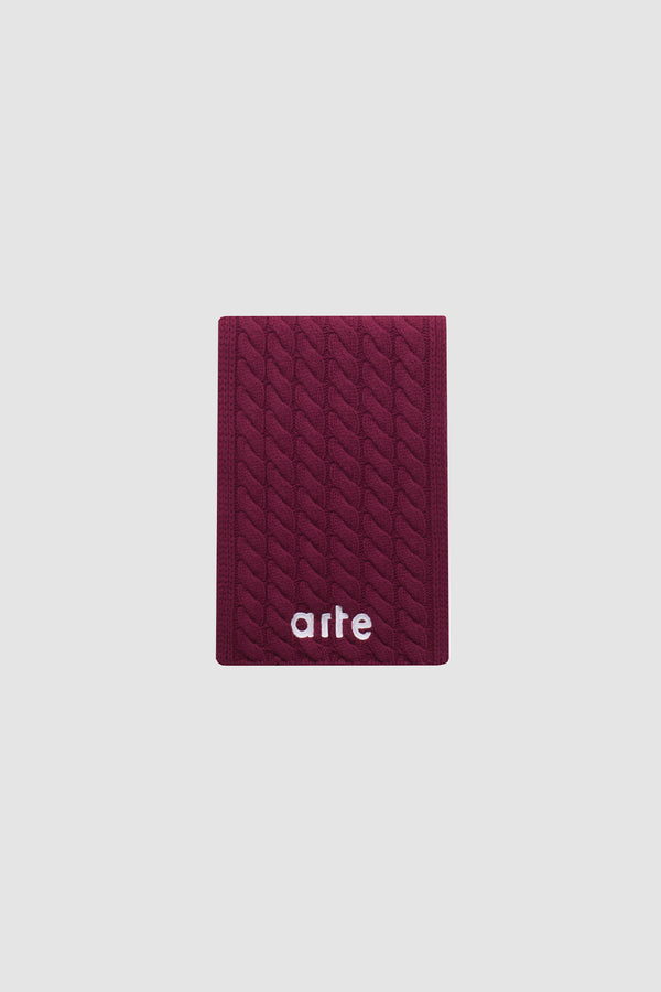 Textured Logo Scarf in Bordeaux, front view