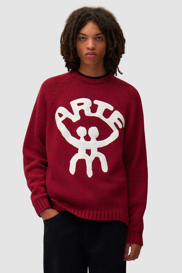 All Together Sweater in Bordeaux worn by a model, half-body front view