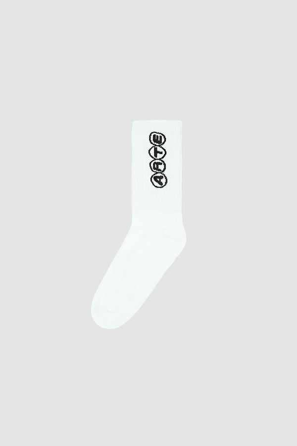 Circle Logo Socks in White, front view
