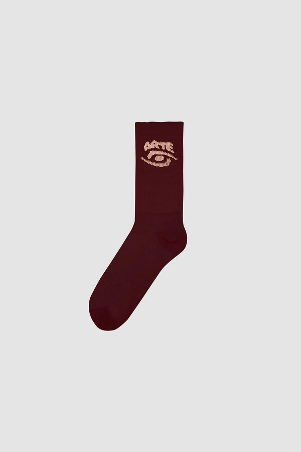 Eye Socks in Bordeaux, front view