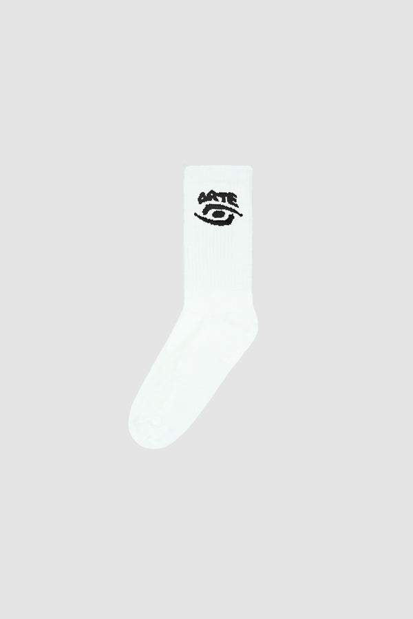 Eye Socks in White, front view