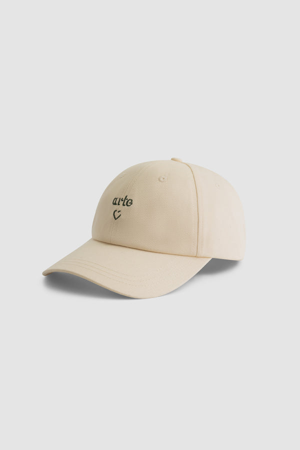 Heart Logo Cap in Cream, front view