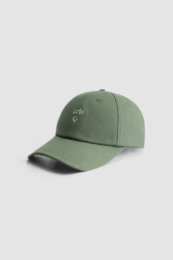 Heart Logo Cap in Green, front view