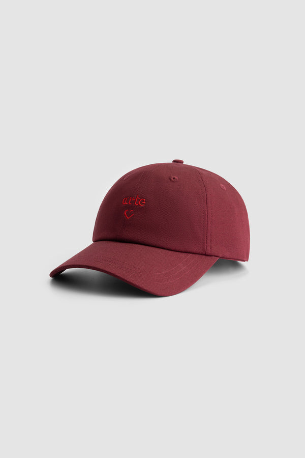 Heart Logo Cap in Bordeaux, front view