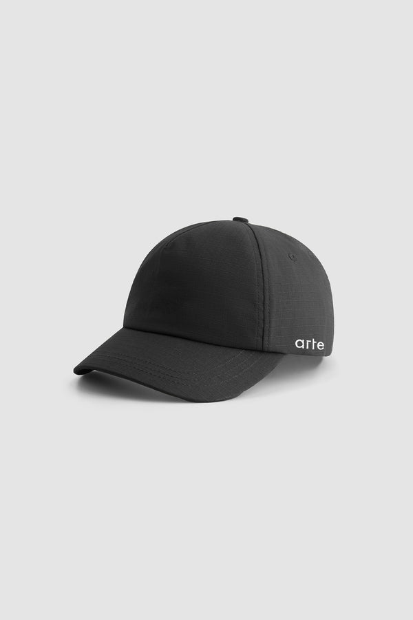Arte Ripped Cap in Black, front view